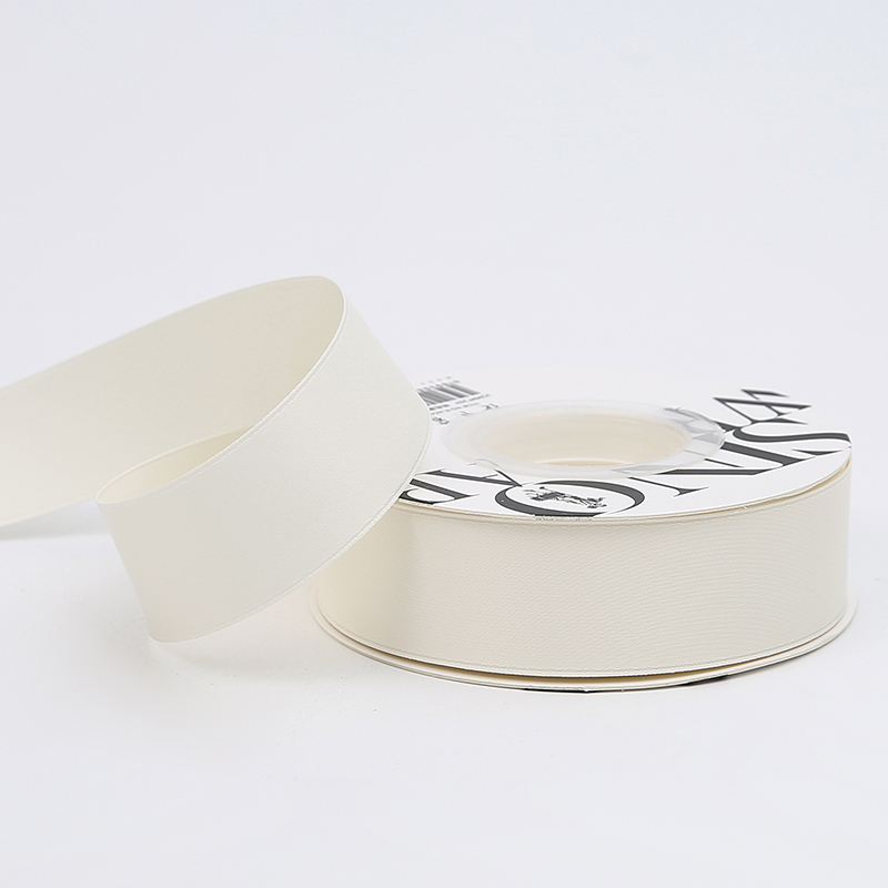 HGSMD025-111-White白色-1 SATEN TRAKA-DUPLI ILI OBOSTRANI SATEN-2.5CM - Slika 1